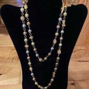 Elegant Gold and Brown Pearl Necklace